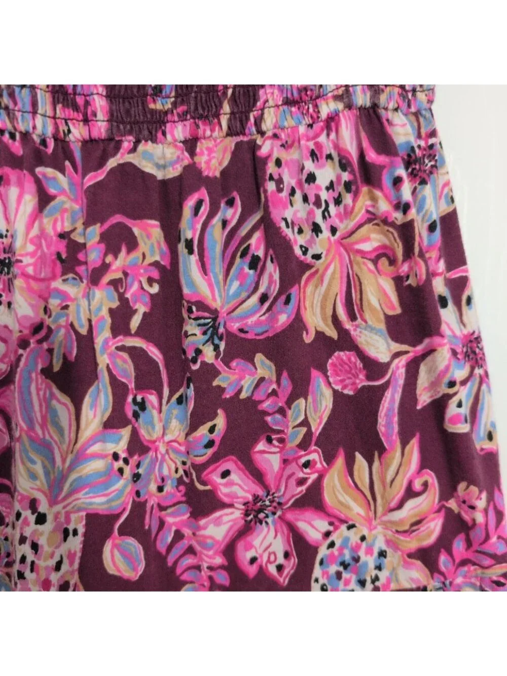 Lilly Pulitzer Floral Mini Jilly Sleeved Midi Dress Girls Size Large Purple Cott